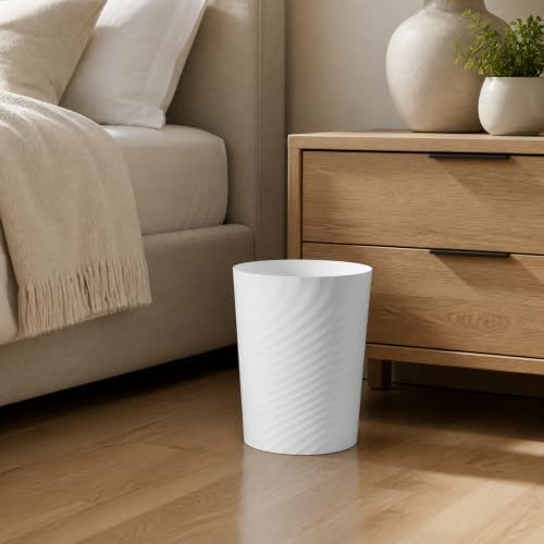 UUJOLY Plastic Small Bathroom Trash Can Wastebasket Garbage Can, White
