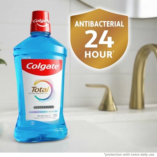 Colgate Total Alcohol Free Mouthwash, Peppermint, 3 Pack, 33.8 fl oz