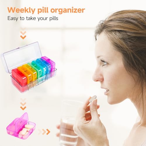Zoksi Weekly Pill Organizer 2 Times a Day, Wallet-Size Pill Case (AM&PM)