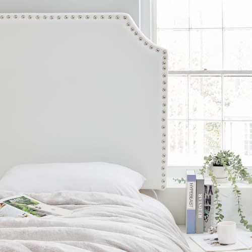 DormCo Bevel Tacked Plush College Headboard - White - with Legs