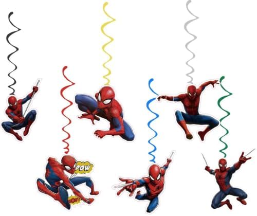 Spider Happy Birthday Banner, Party Decoration With 6 Vortex Decorative Pendants