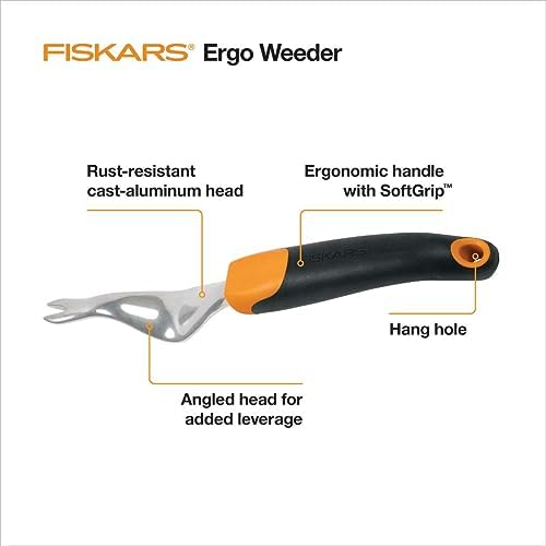 Fiskars Ergo Garden Hand Weeder Tool, Heavy Duty for Removing Weeds & Roots