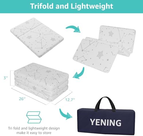 YENING Trifold Pack and Play Mattress Pad Foldable 38x26 Breathable