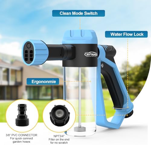 Car Wash Foam Gun for Garden Hose, with Microfiber Wash Mitt, Foam Sprayer