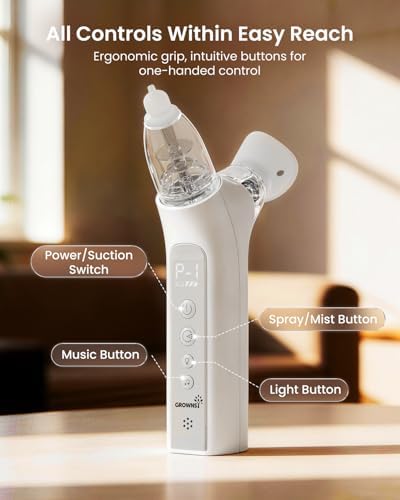 GROWNSY SniffEase 3-in-1 Baby Nasal Aspirator – Spray, Suction & Mist, Grey