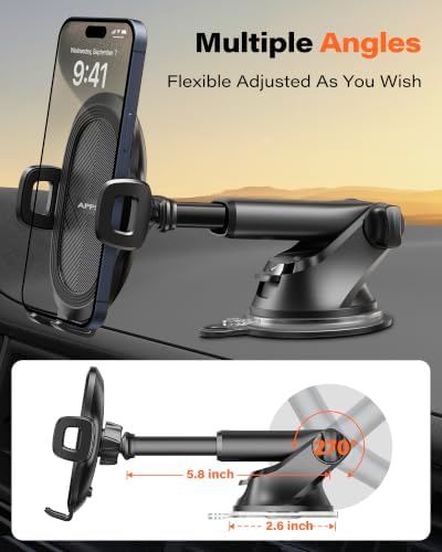 APPS2Car Car Phone Holder Military-Grade Suction Cup Dashboard Windshield