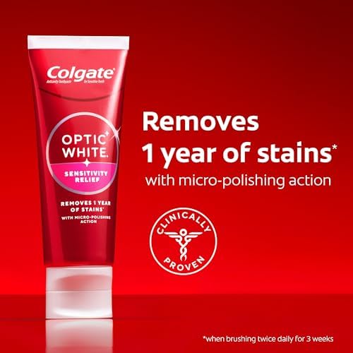Colgate Optic White Sensitivity Relief Whitening Toothpaste, 3 Pack, 3.8oz