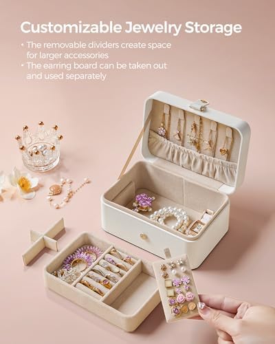 SONGMICS Travel Jewelry Organizer, 2-Layer Portable Jewelry Box Case