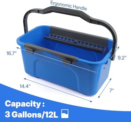 PIMEKOY Window Cleaning Kit with Bucket, Squeegee and Scrubber for Outdoor