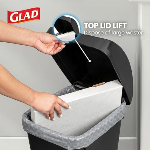 Glad Trash Can with Clorox Odor Protection | Linkable, 12 Gallon, Black