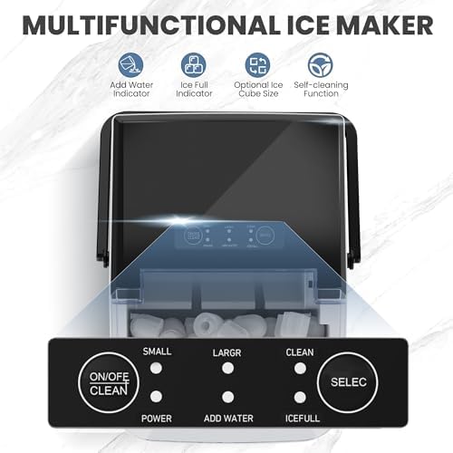 DUMOS Countertop Ice Maker with Handle, Portable Ice Machine for Home Black