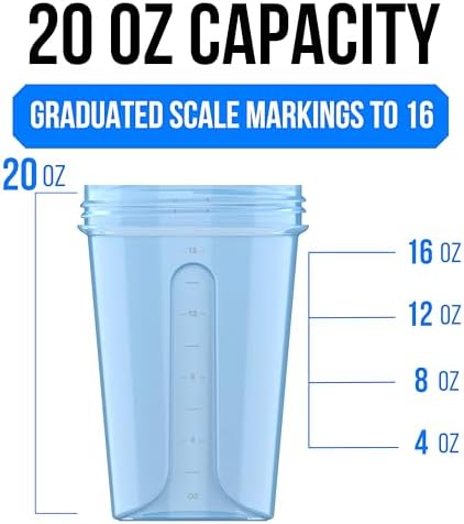 VELOMIX 6 Pack 20oz Shaker Cups for Protein Shakes, Pastel Shades