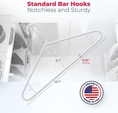 Plastic Hangers 30 Pack – Made in the USA – 6lb Capacity Standard Clothes Hangers with Strap Hooks for Dresses, Lingerie, Shirts, Pants, and Jackets – White