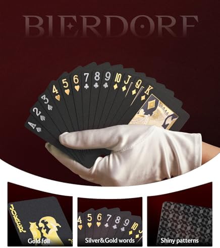 BIERDORF Diamond Waterproof Black Playing Cards, Poker Cards, HD, Deck of Cards (Black)