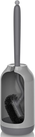 HAMITOR Toilet Bowl Brush Holder Set: Curved Bristle for Deep Cleaning
