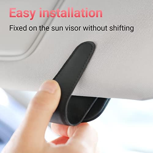 KanSmart Sunglass Holder for Car Sun Visor Magnetic Sunglasses Clip Leather