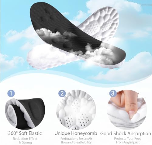 4D Cloud Insoles for Men and Women Insoles Men (Black, Men: US 7-11)