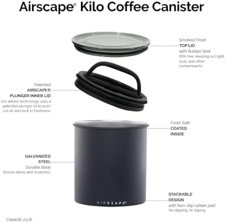 AirScape by Planetary Design | 2.2 lbs Coffee Storage | Matte Black