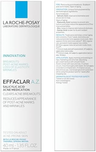 La Roche-Posay Effaclar A.Z. Acne Face Gel with Azelaic Acid, 1.35oz