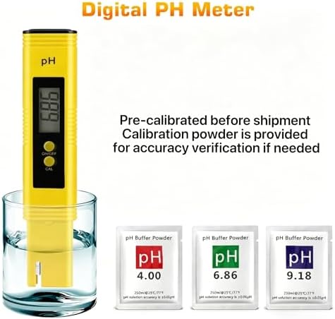Digital pH Meter Tester Pen for Water, Pre-Calibrated, High Accuracy ±0.01, 0–14 pH Range, Pocket Size for Drinking Water, Pool, Aquarium & Hydroponics (Yellow)