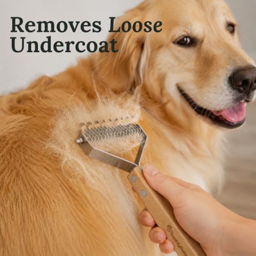 Dematting Comb for Cats and Dogs - Mat Remover - Deshedding Undercoat Rake