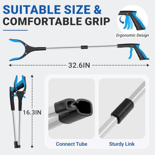 Grabber Reacher Tool - 32” Extra Long Foldable Gripper and Reaching Tool