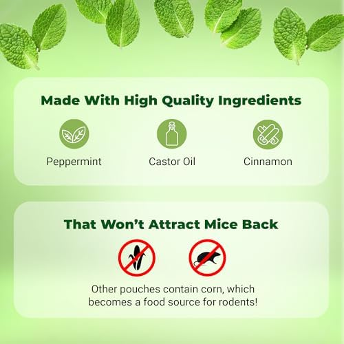 Mighty Mint Mouse Repellent Pouches with Glue Dots, 12 Count