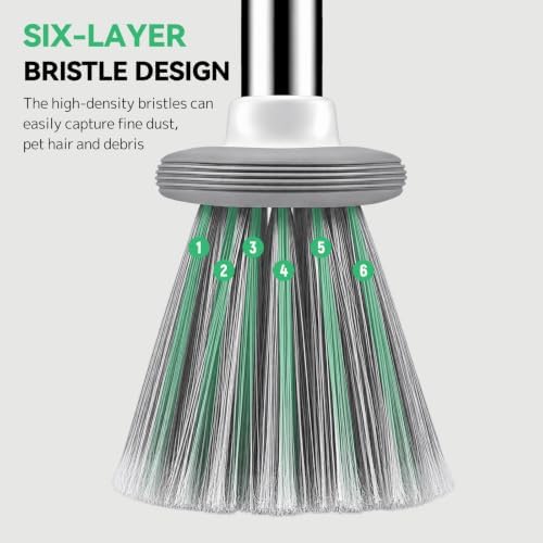 SetSail Indoor Soft Bristle Broom，52'' Long Handle House Broom for Sweeping