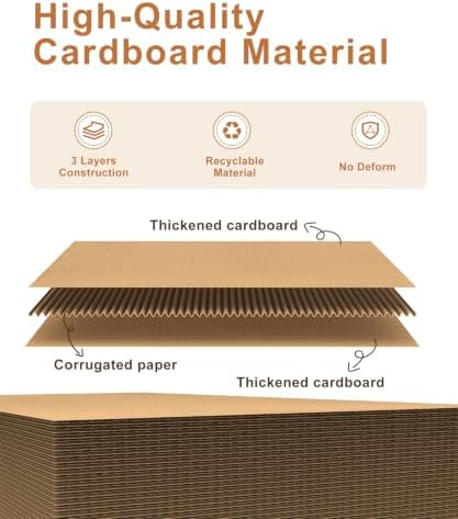 Magicheap 25 Pack Corrugated Cardboard Sheets, 8.5in x 11in