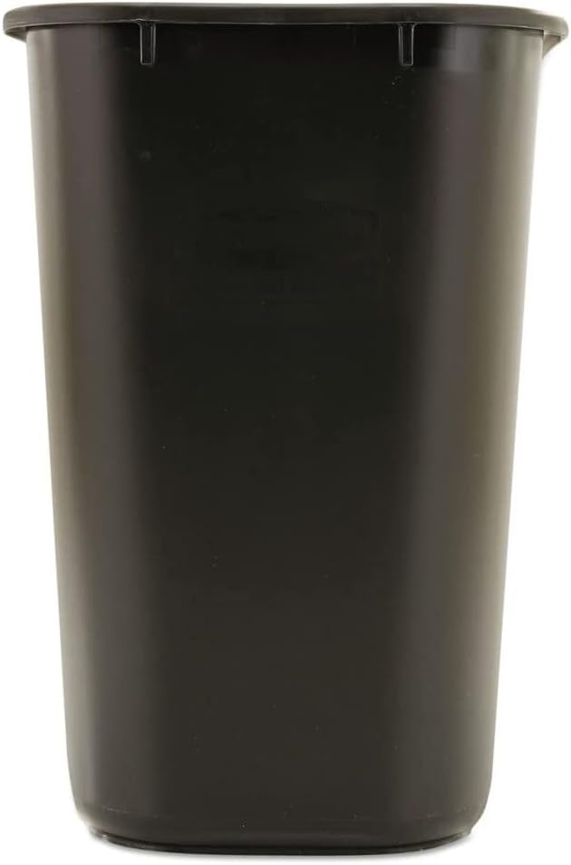 Rubbermaid Commercial 295600BK Deskside Plastic Wastebasket, Rectangular, 7 gal, Black (2)