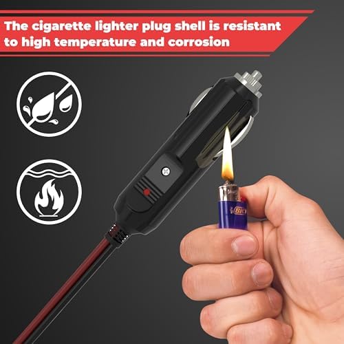 BFXM 12V Cigarette Lighter Plug with 16AWG 1FT Wire (2 Pack)