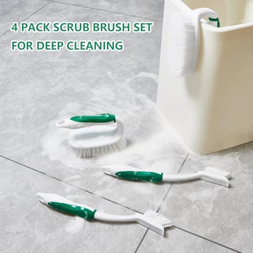 Scrub Brush Set, 4 Pack Deep Cleaning Brush Kit, Green