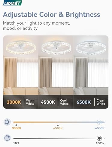 LEDIARY 20" Modern Ceiling Fans with Lights and Remote, White Fandelier