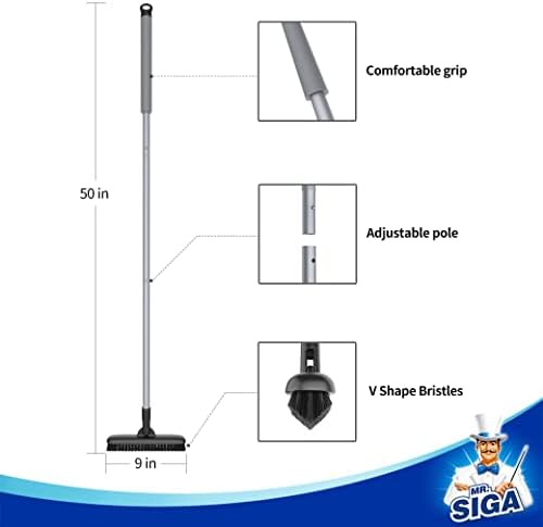 MR.SIGA Heavy Duty Grout Scrub Brush with Long Handle