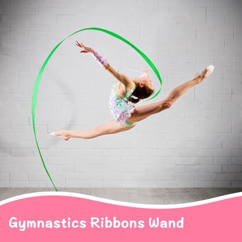 YGEOMER 12pcs Rainbow Gymnastics Dance Ribbon Wands