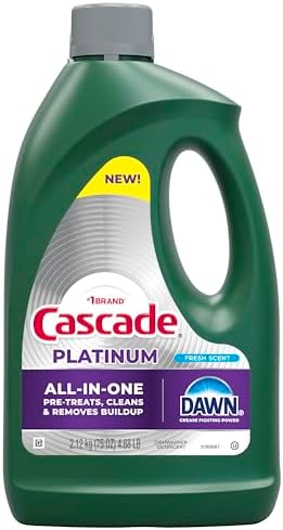 Cascade Platinum Dishwasher Liquid Gel, Dish Soap for Dishwasher With the Grease Fighting Power of Dawn, Fresh Scent, 75oz (Pack of 1)