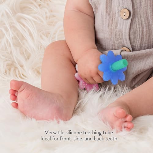 Itzy Ritzy Soothing Teething Tube, Made with Soft Silicone (Pink Rainbow)