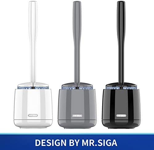 MR.SIGA Toilet Bowl Brush and Holder, Sturdy Long Handle, White, 1 Pack