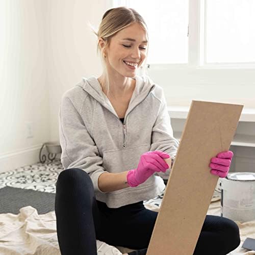 FRAMAR Pink Gloves Disposable Latex Free, Pink Nitrile Gloves Medium, Salon