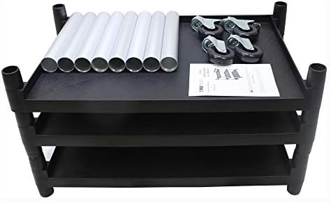 MaxWorks 80774 3-Shelf Utility Plastic Cart with Wheels-225 Lbs Maximum Capacity , Black