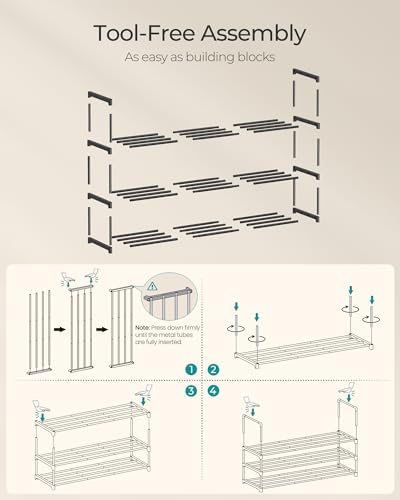 SONGMICS Shoe Rack, 3-Tier Shoe Organizer, Metal Storage Shelf