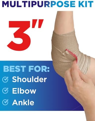 Premium Elastic Bandage Wrap - 6pack (2x2in, 2x3in, 2x4in) - Self-Closing