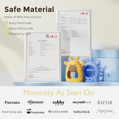 Momcozy Baby Teether Toys | Food Grade Silicone Teether Baby Toys | Yellow