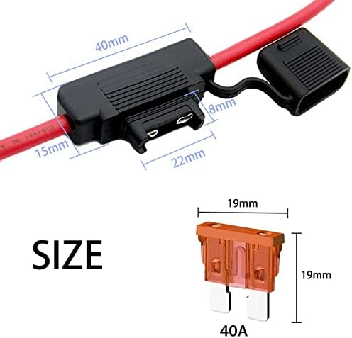 10 Gauge Fuse Holder - 10 AWG Inline Fuse Holder with 40 AMP ATC Blade Fuses (4pack)