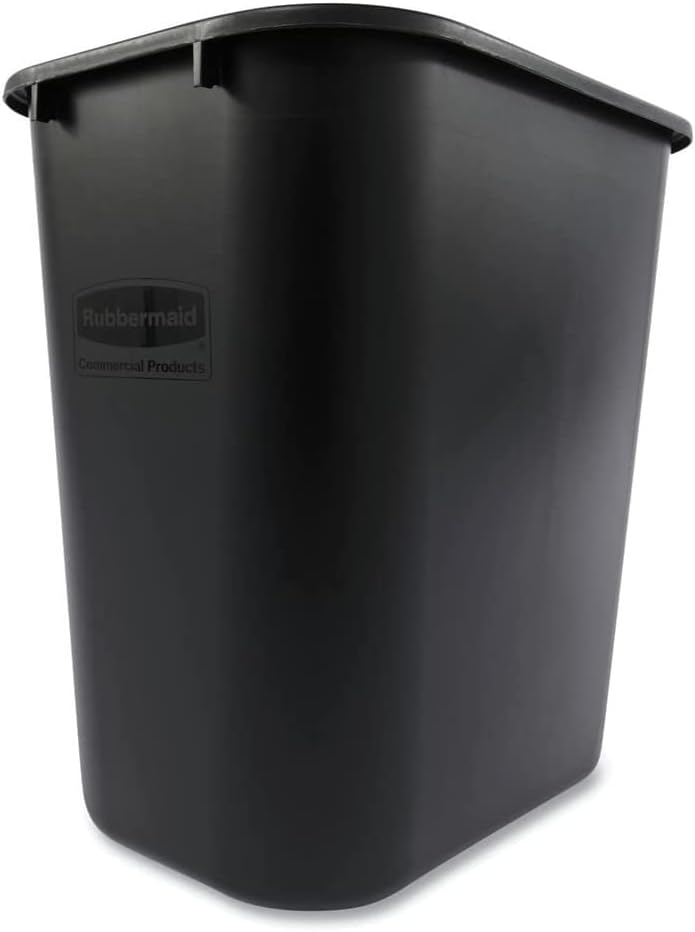 Rubbermaid Commercial 295600BK Deskside Plastic Wastebasket, Rectangular, 7 gal, Black (2)