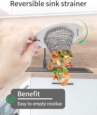 Reversible Kitchen Sink Drain Strainer Basket, Fits Sink & Garbage Disposal