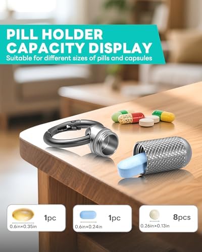 TISUR Titanium Keychain Pill Holder Small Metal Pill Case