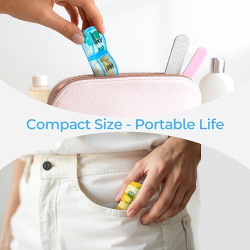 Colorwing Monthly Pill Organizer 2 Times a Day，Compact Pill Case