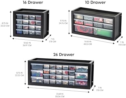 IRIS USA 26-Drawer Teacher Toolbox, Stickers, Markers, Made in USA, Black