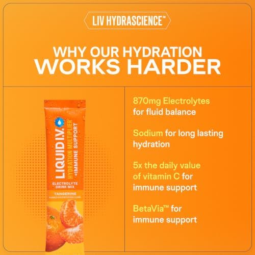 Liquid I.V. Hydration + Immune Electrolytes, Tangerine, 14 Count